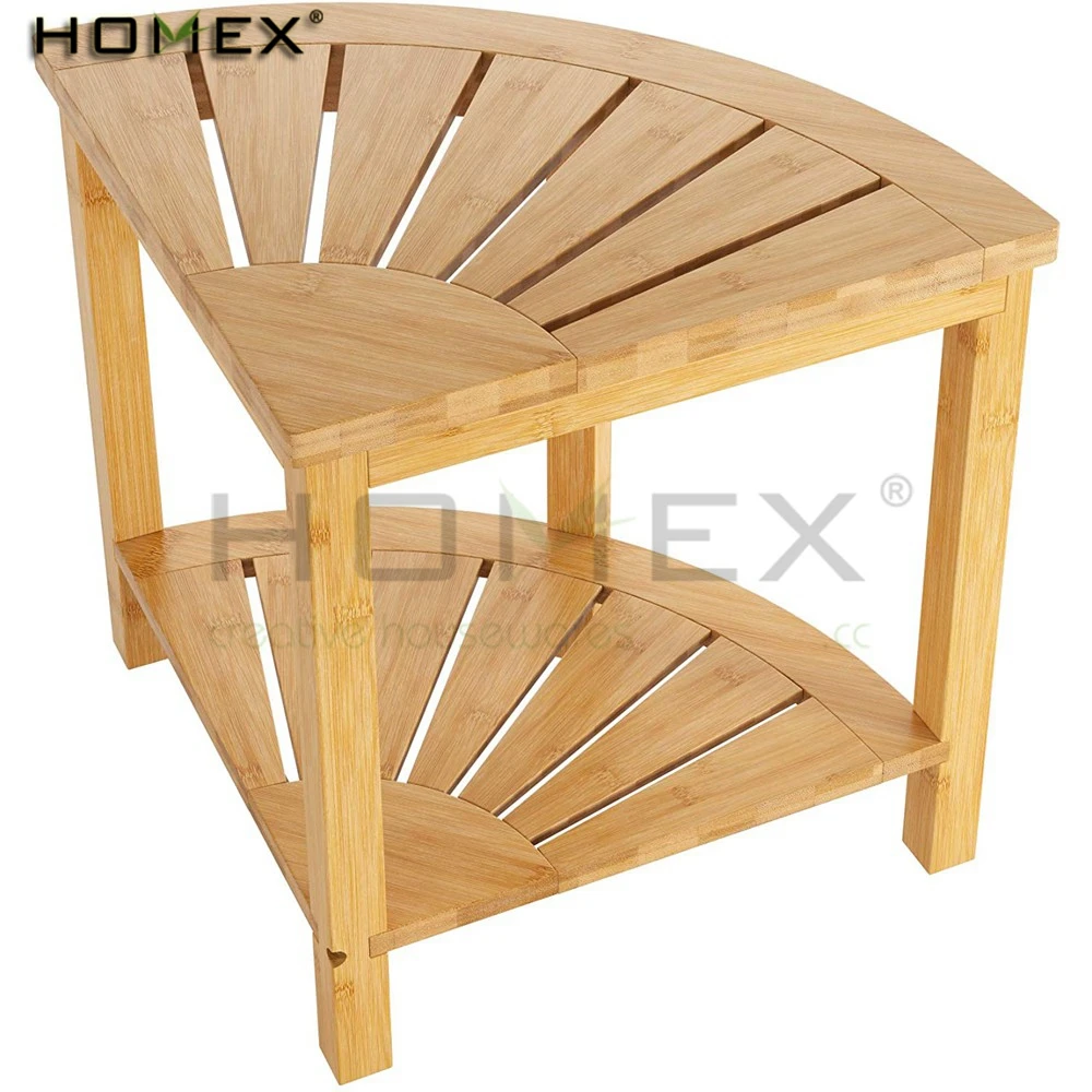 Бамбуковая угловая душевая скамейка с полкой, стул для душа/фабрика Homex_BSCI
