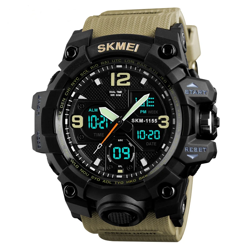Skmei 1155B горячая Распродажа водонепроницаемые аналоговые цифровые часы мужские наручные
