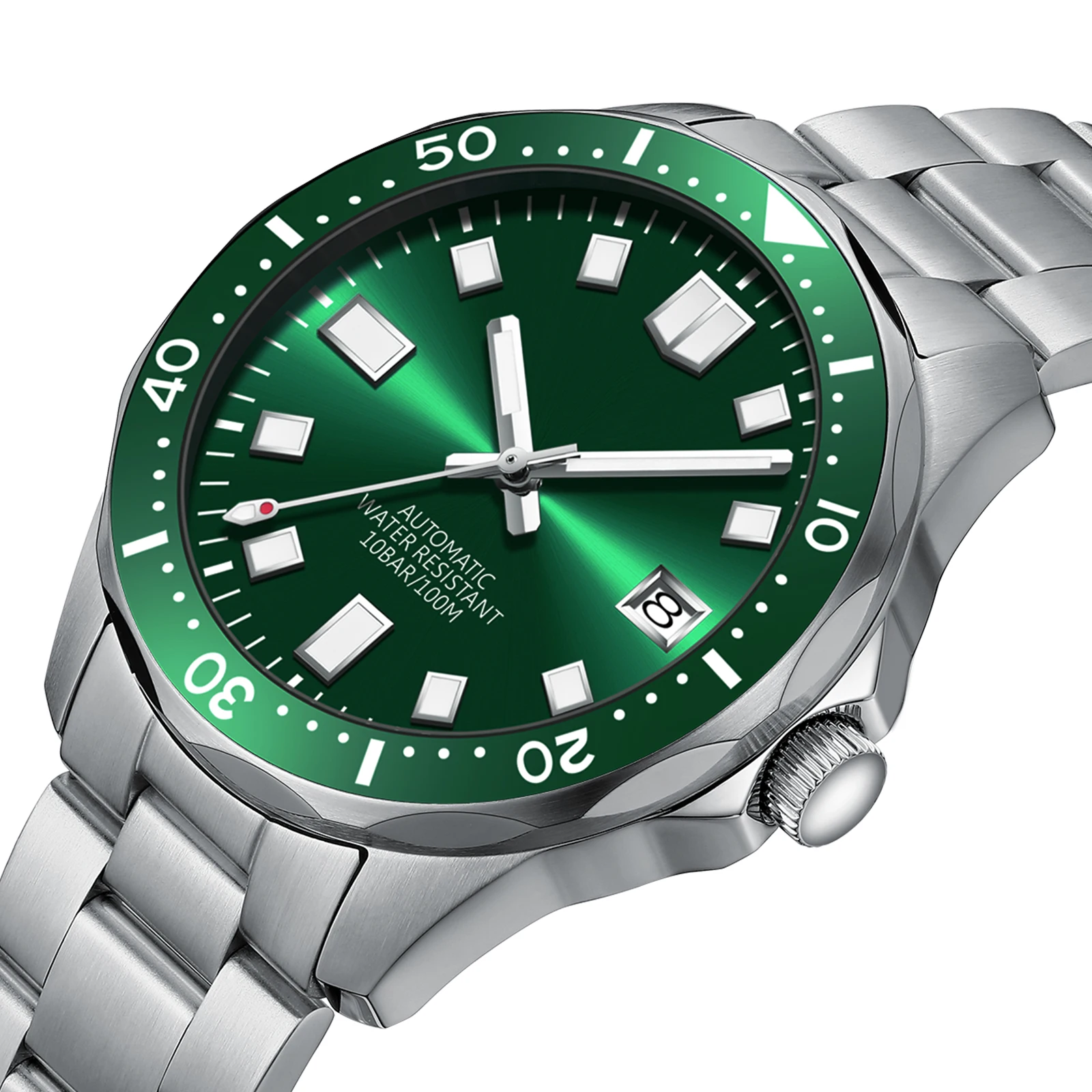 High Quality No Brand Man Stainless Steel 100M Waterproof Mechanical Fashion Watch