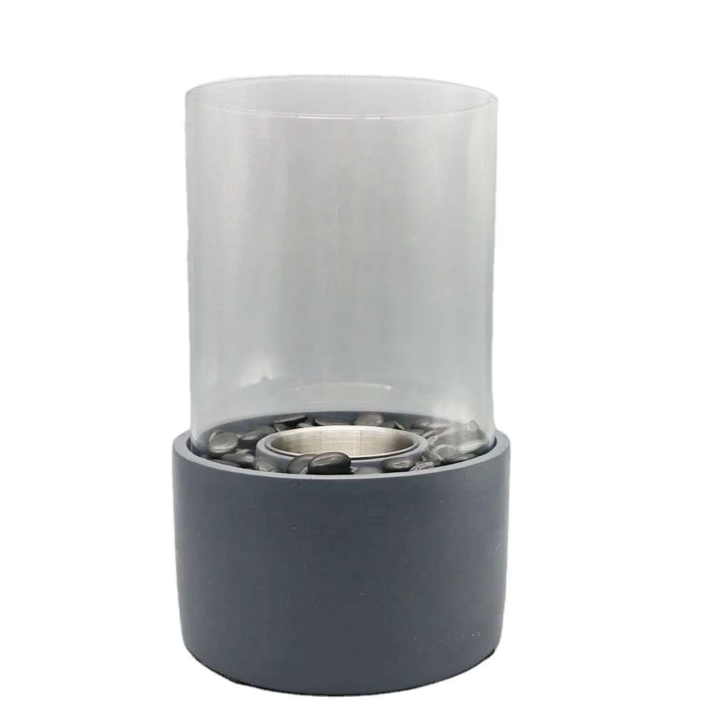 New design round indoor fire pit with glass wind guard decoration stone