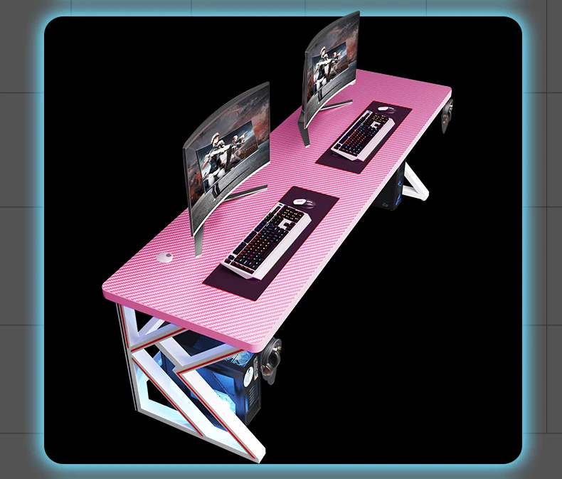 Factory Wholesale K Shape Gaming PC Desk Double Seat Desktop Competition Racing Game Desk Led Gaming Computer Table For Gamer