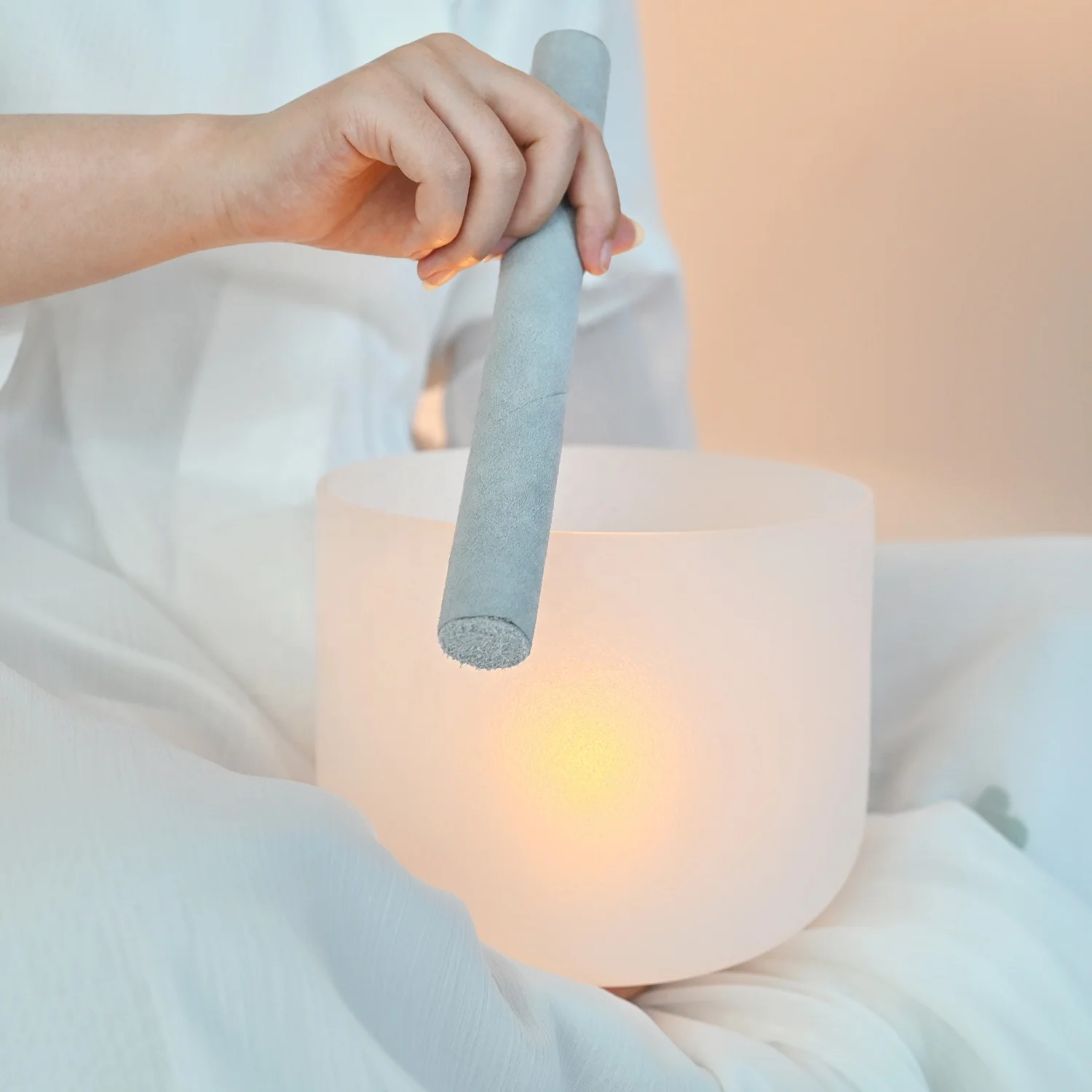 SUCCESS 432/440hz White Frosted Sound Bowl Set Meditation Singing Healing Perfect Pitch Crystal Singing Bowl