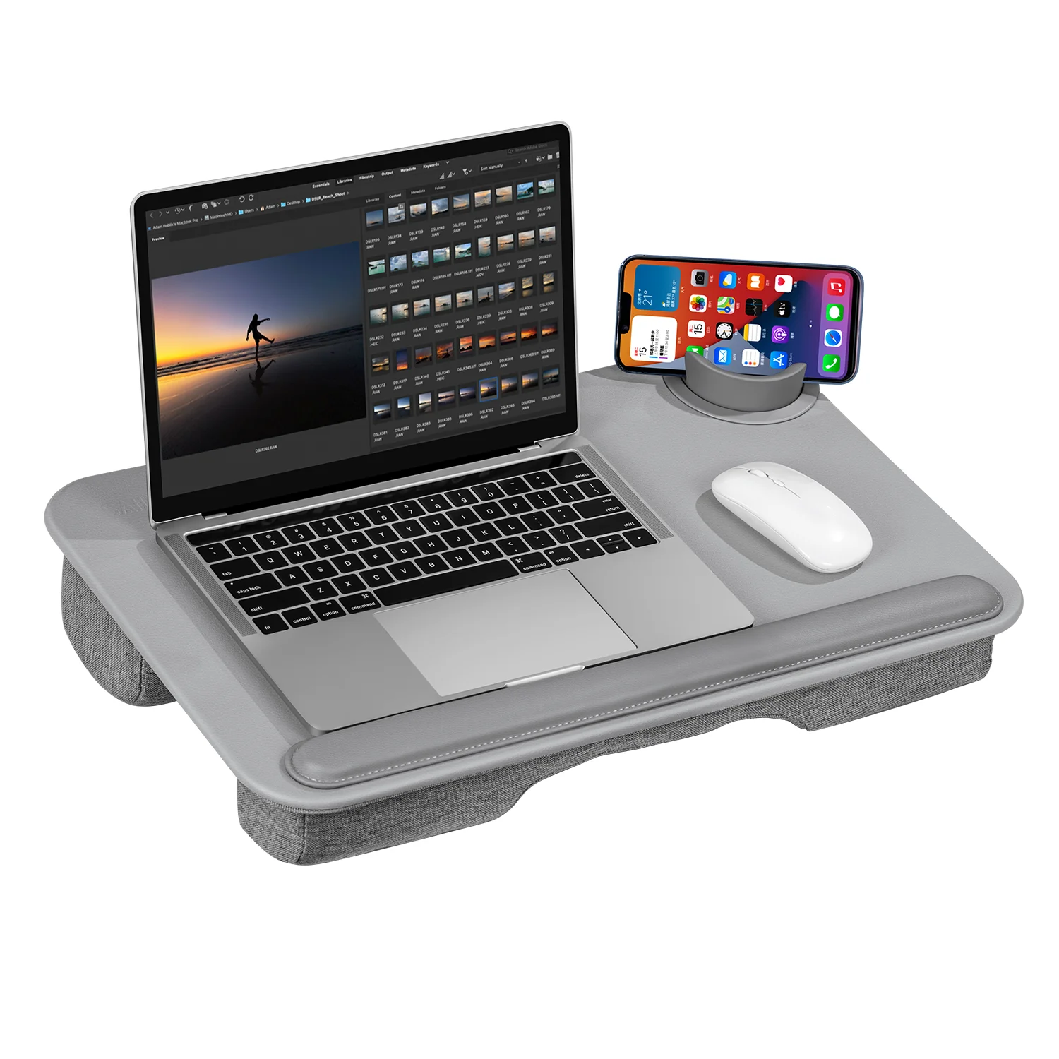 Lap Desk with Laptop Storage Compartment Pillow Cushioned Laptop Accessories Book Stand