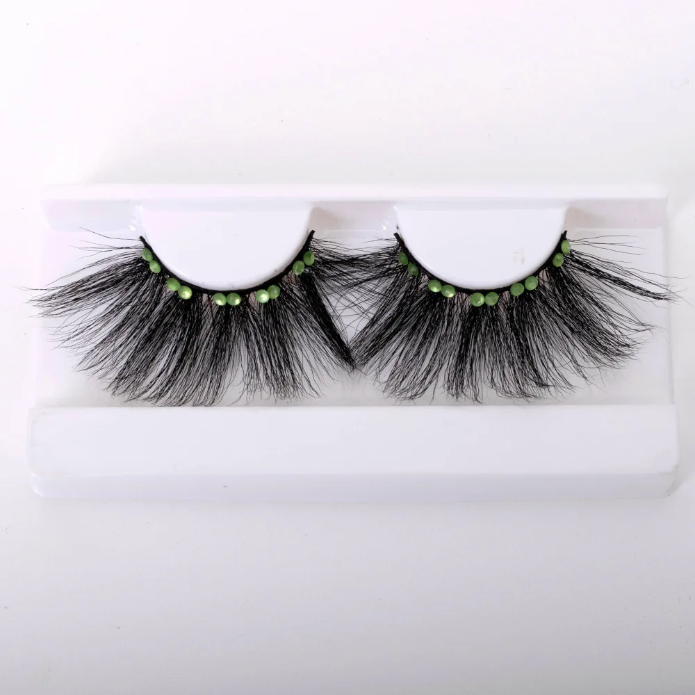 New Arrival Diamond Faux Mink Eyelashes 3D natural false Lashes fluffy Colorful Full Strip Lashes with Diamonds Wholesale Vend 1