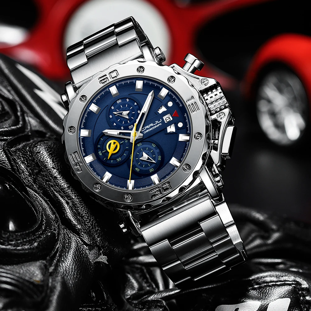 Customized logo high quality  stainless steel band chronograph  big dial 47MM quartz men luxury watches