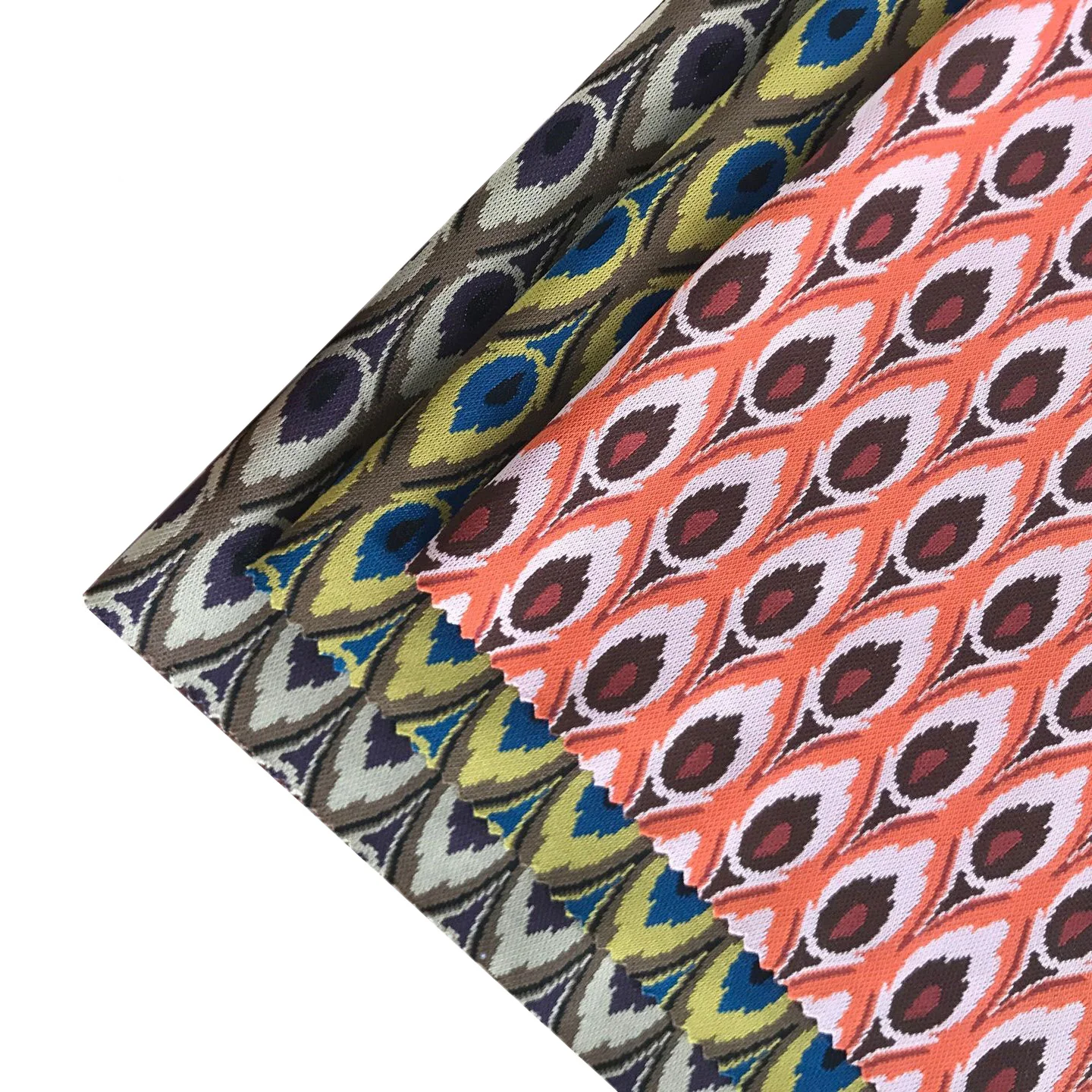 Autumn Wear Material Custom Fashion Peacock Pattern 260 Gsm Recycled Polyester Jacquard Knit Roma Fabric