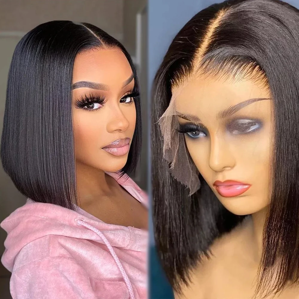 Wholesale Peruvian Bob Lace Front Human Hair Wig,Transparent Glueless Virgin Curly Bob Wigs,Cheap 4*4 Lace Closure Short Bob Wig