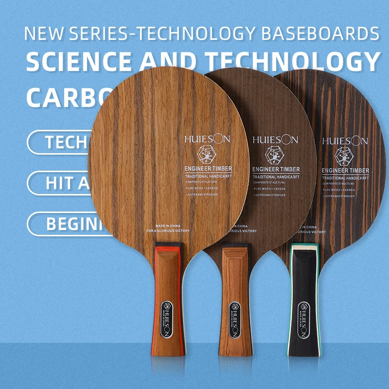 Huieson  OEM Custom Cheap 5 Layer Pure Wood 2 Cable Training Table Tennis Bat Racket table tennis Blade