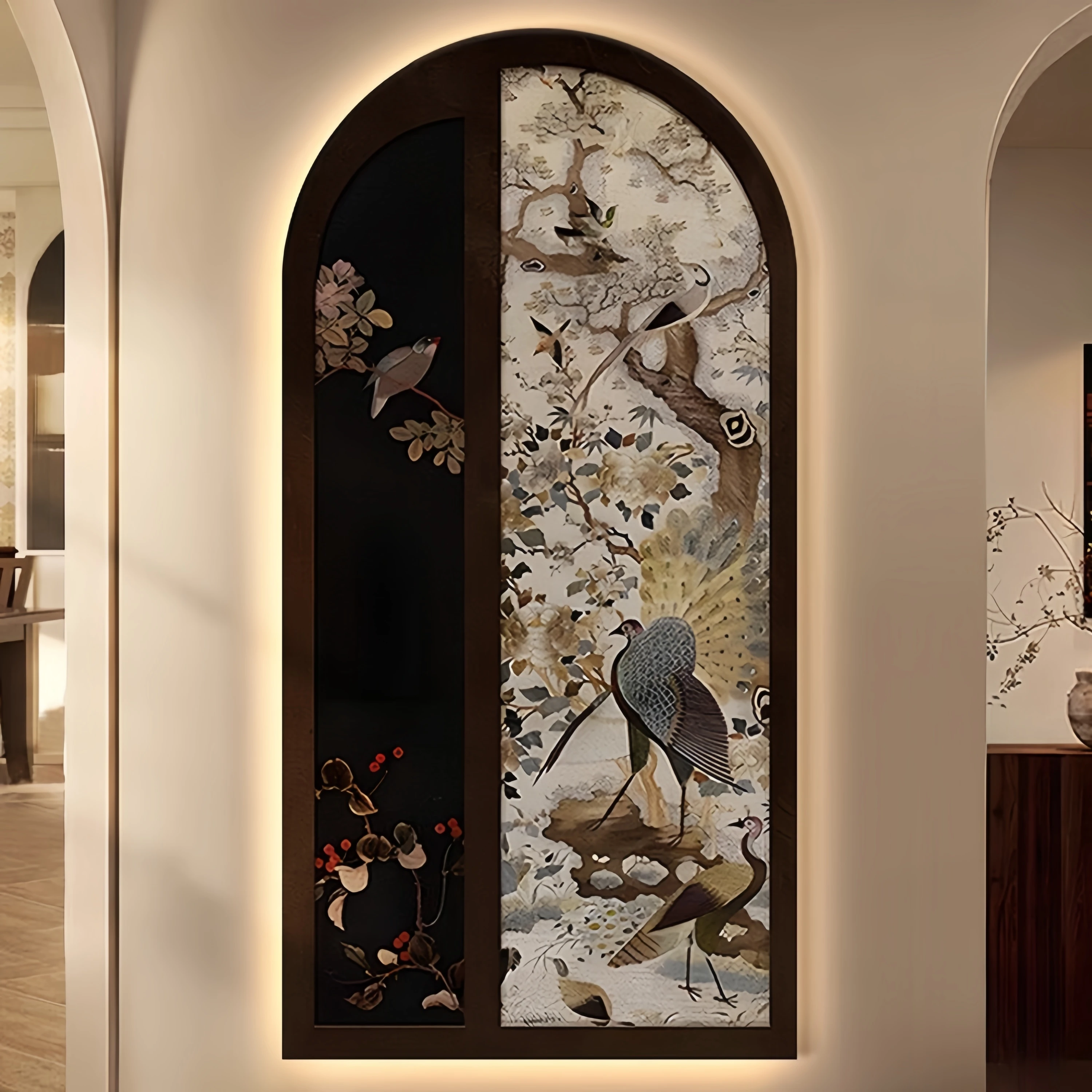 Modern Decorative Painting Creative Plum Blossom Led Light Mural Premium Luxury Corridor Aisle Wall Art