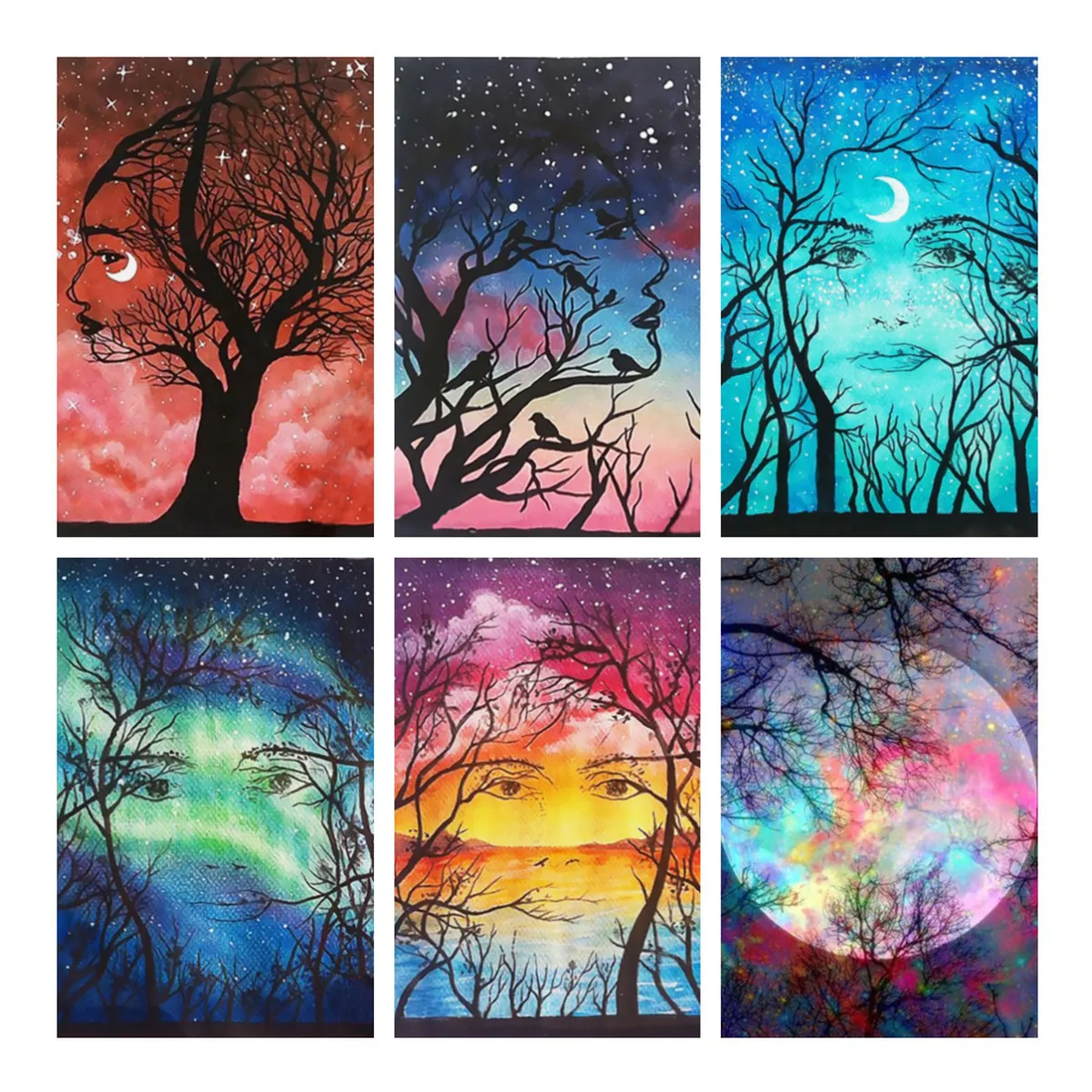 Modern fashion canvas art 5D custom diamond painting tree landscape abstract wall art