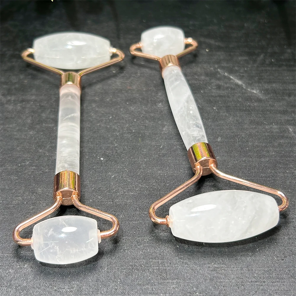 Wholesale fashion natural crystal polishing clear quartz round bead massage roller rod for lady women gifts