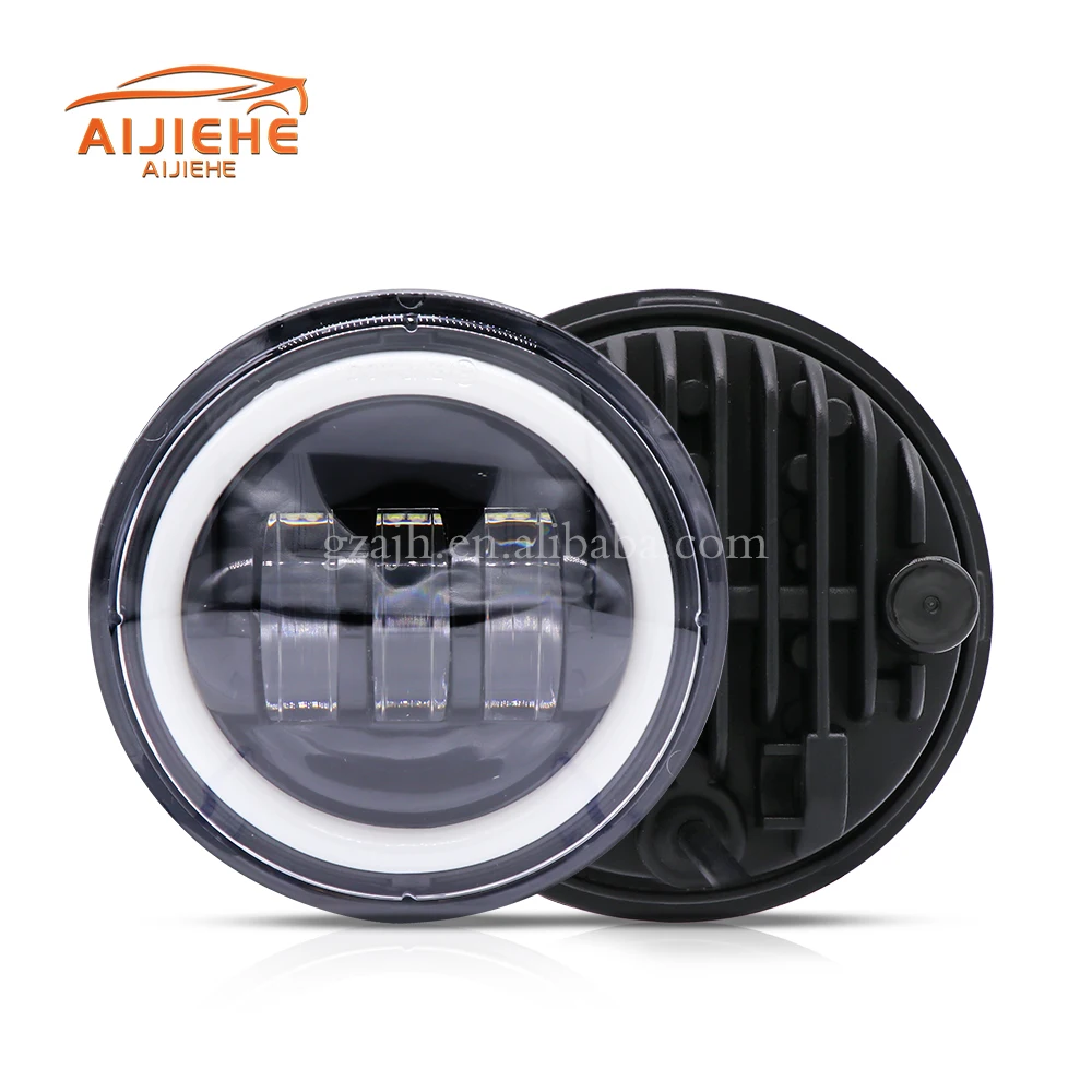 12V Motorcycle Auxiliary Light With White Halo Ring 4.5 Inch Projector Led Fog Light For Motorcycle