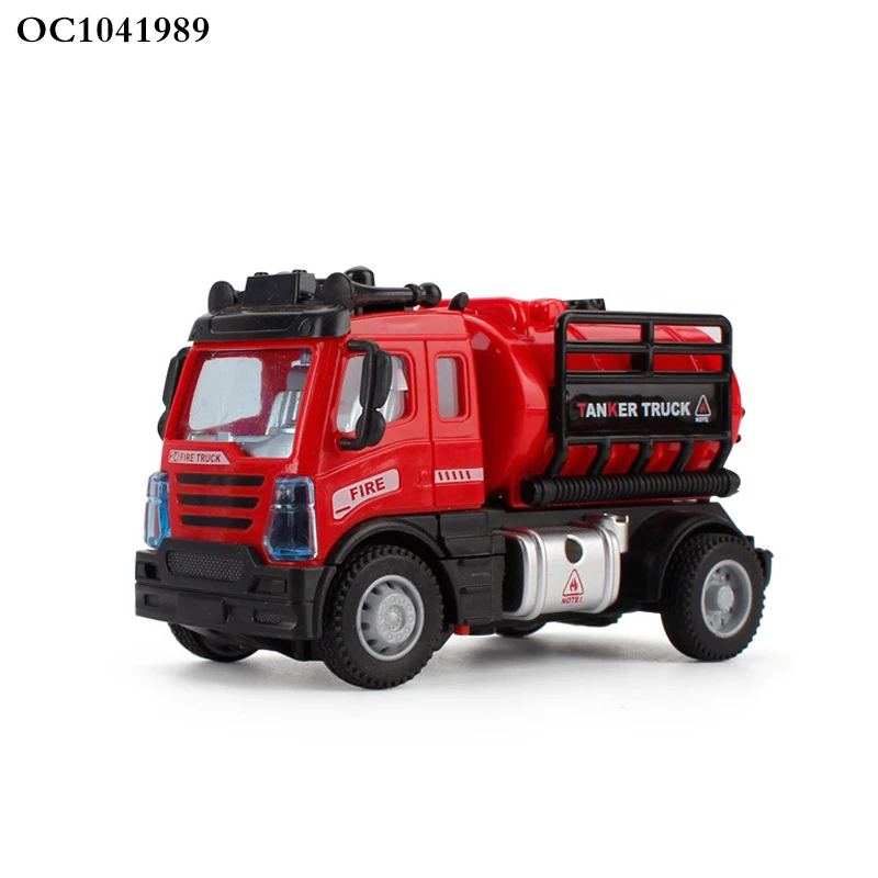 Newest simulation model pull back small red fire truck toy with light sound
