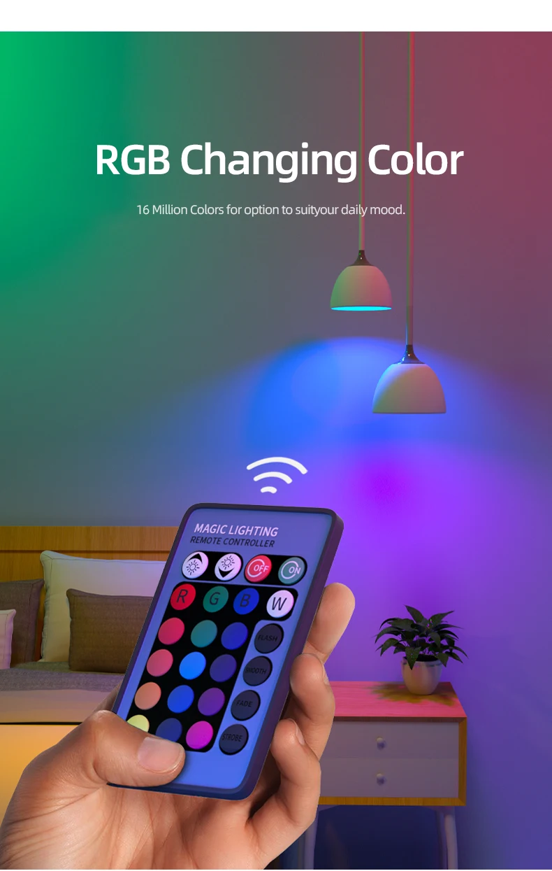 Hot Selling 12v 24v Dimming Multi-Color Smart LED RGB  Bulb Remote Control Lighting RGB Lamp