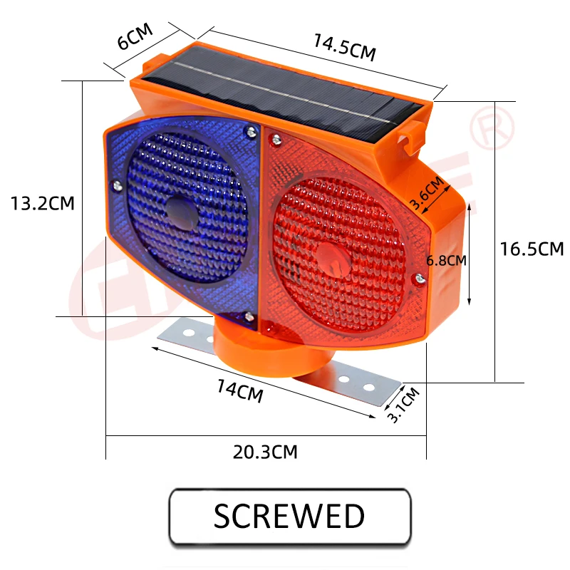 High Intensity LED Solar Traffic Signals Flashing Safety Warning Light Cone Barricade Light