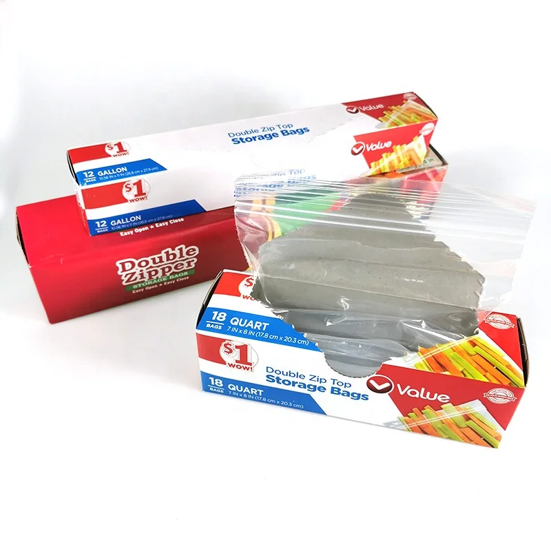 Custom PE Transparent Double Sealed Reclosable Fresh-keeping Plastic Zip Lock Zipper Food Storage Bags