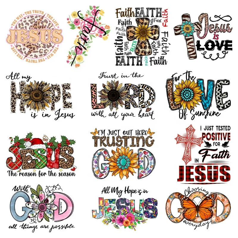 2023 Religious Heat Press Decal For Clothing Transfer Printing Jesus Iron On Patch Custom Screen Print Transfers For T-Shirt