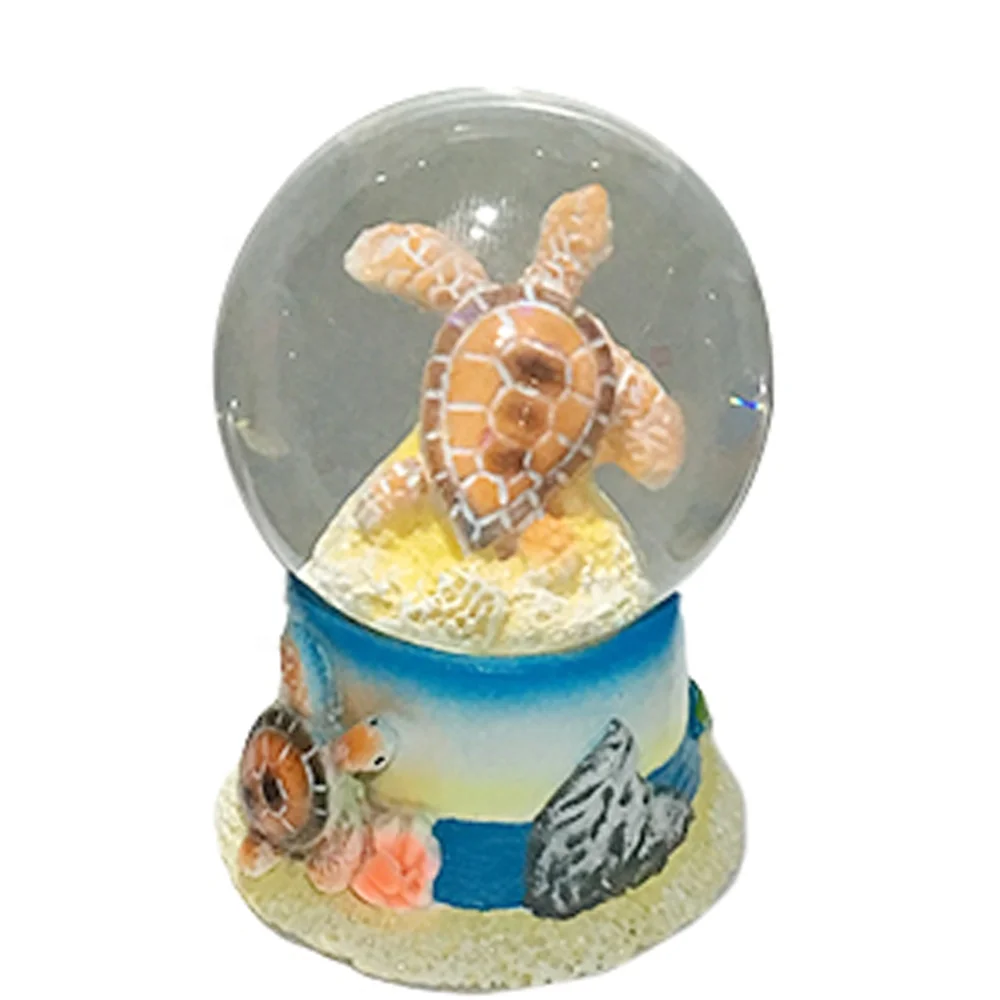 Cheap Personalized Custom Made Turtle Designs beach sand polyresin water ball Souvenir Resin Snow Globes