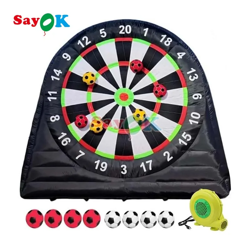 Large Interactive Football Dart Inflatable Sports Games Inflatable Football Darts With 8pcs Balls