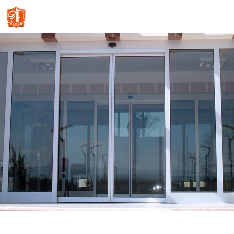 Minimalist design narrow frame aluminium sliding glass door automatic