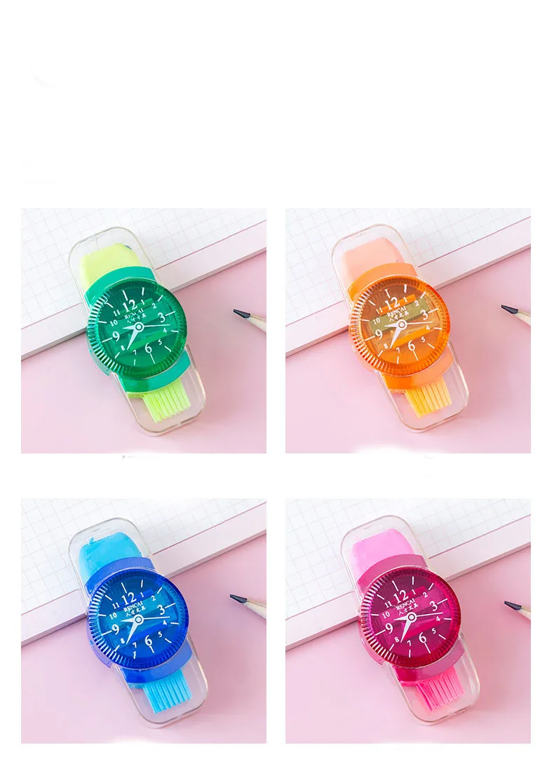 Cartoon Pencil Sharpener Watch Shape 3 In 1 Multi Function Pencil Sharpener Manual Planer Pencil Sharpener With Brush