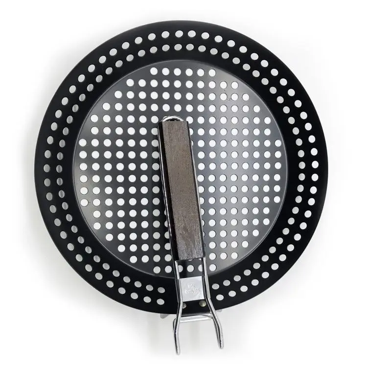 Hot Sales Camping Foldable Round Frying Pan Picnic BBQ Heat Resistant Steak Grilled Skillet