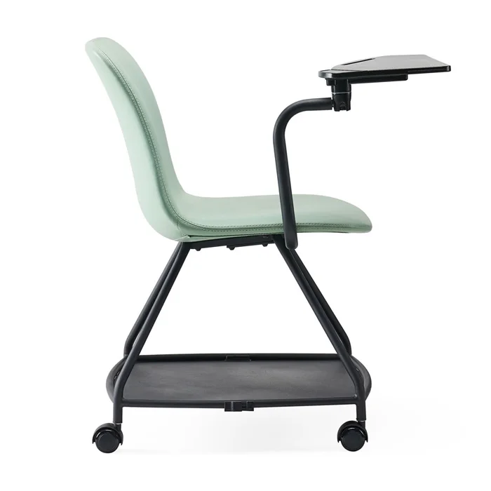 pu leather upholstery office and school conference meeting training room chair with wheel and writing pad