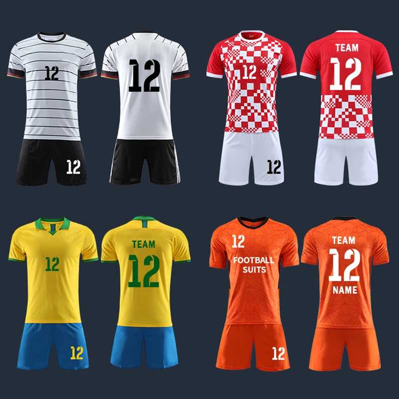 Quick Dry Sportswear Men Soccer Wear Set Uniforms Custom Football Soccer Jerseys  Portugal national team set