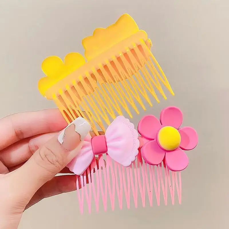 Children Acrylic Hair Clips Sweet Hairgrips Cartoon Broken Bow Hair Comb Accessories