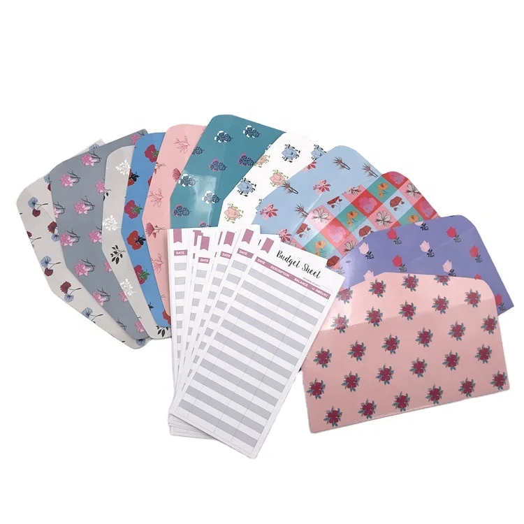 Wholesale 12 budget paper envelope custom logo cash envelopes with glossy lamination