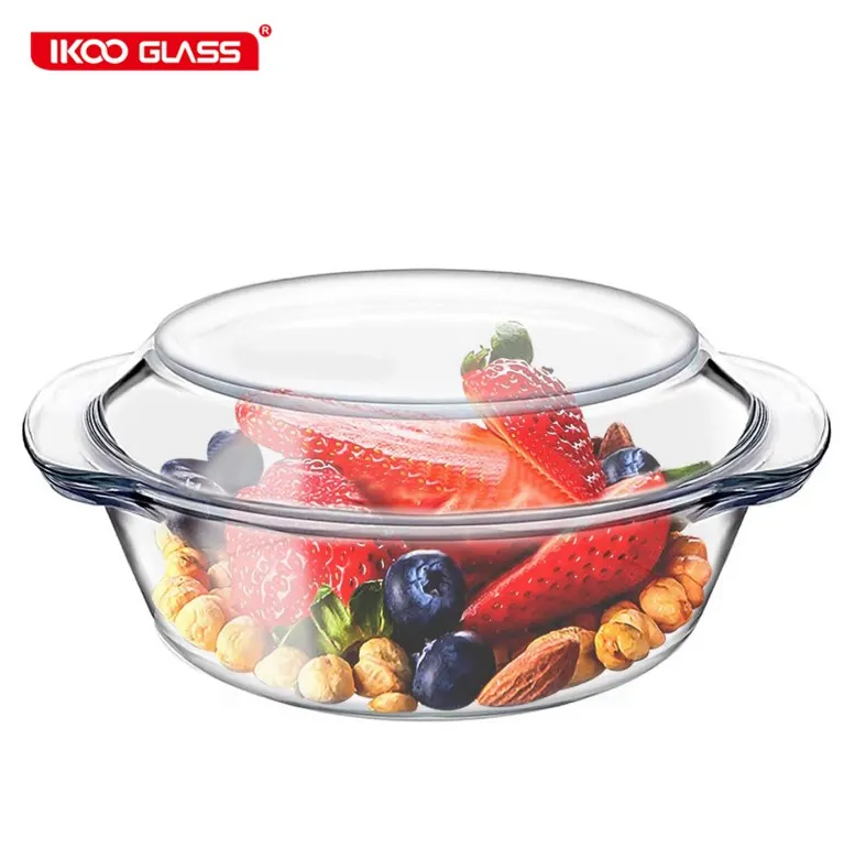 IKOO transparent high borosilicate kitchen-serving dishes glass casserole