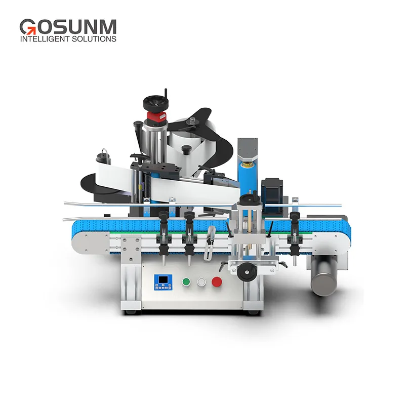 Double Side Desktop Sticker Label Shrink Labeling Machine for Plastic Round Bottle