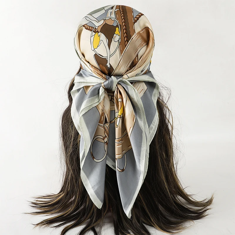 nordic chains For Women Wholesaler silk scarf Bundle Tulle 70*70cm Sustainable