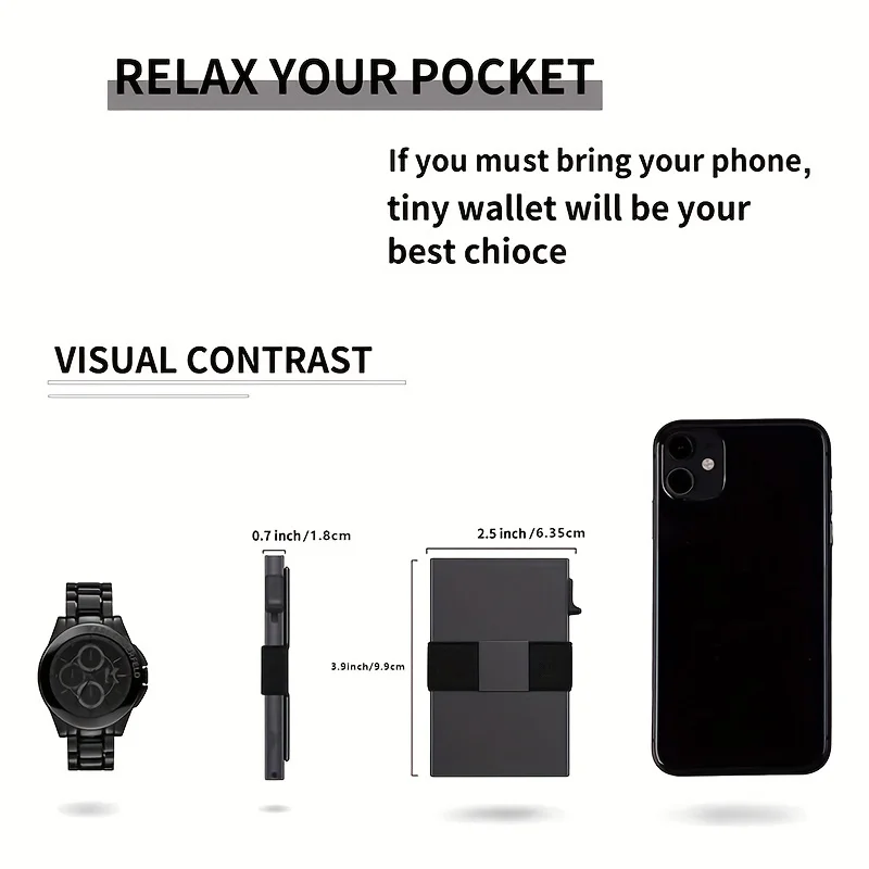 Slim Aluminum Card Holder Wallet for Men Durable Expandable Backplate RFID Blocking Minimalist Metal Pop Up Card Holder Wallet