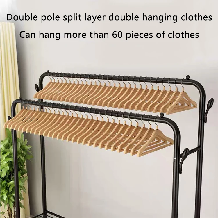 Multifunctional Free Standing Hanging Bag Hat Jacket Umbrella Coat Rack Metal Clothes Hanger Stand with Wheels