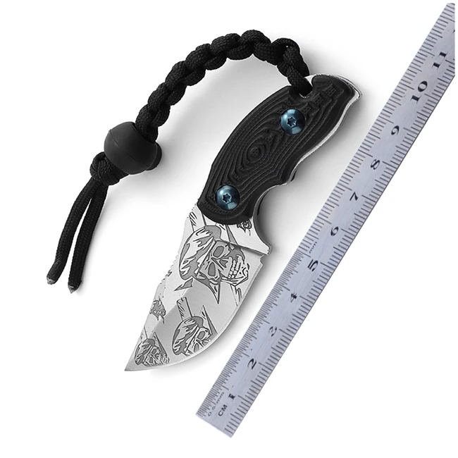 Knife edc mini ring keychain Gift handmade Tactical columbia fixed damascus blade survival hunting knife