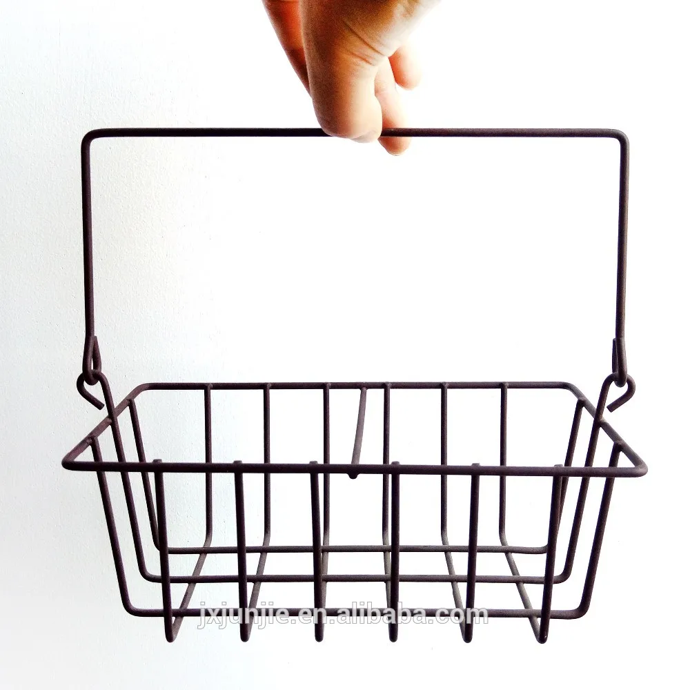 Milk Bottle Carrier Wire Basket With Wood Handle