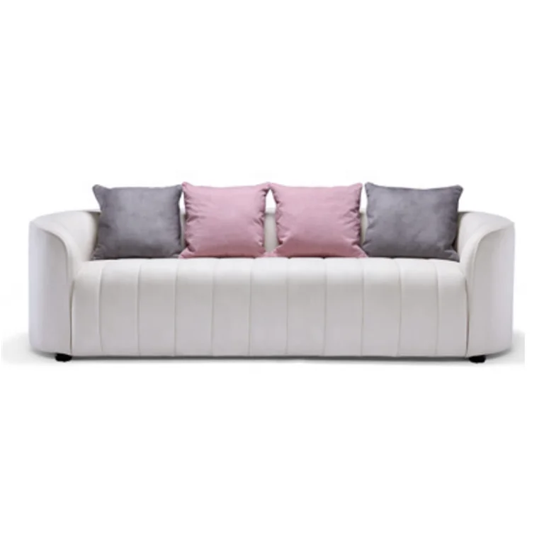 Luxury White Leather Three Seater Sofa For Living Room Hotel Furniture sofa