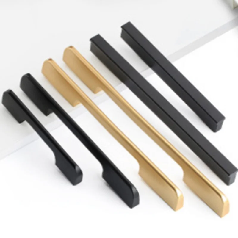 High Quality Zinc Kitchen Furniture Cabinet Handle Gold And Black Push Long Profile Closet Handles