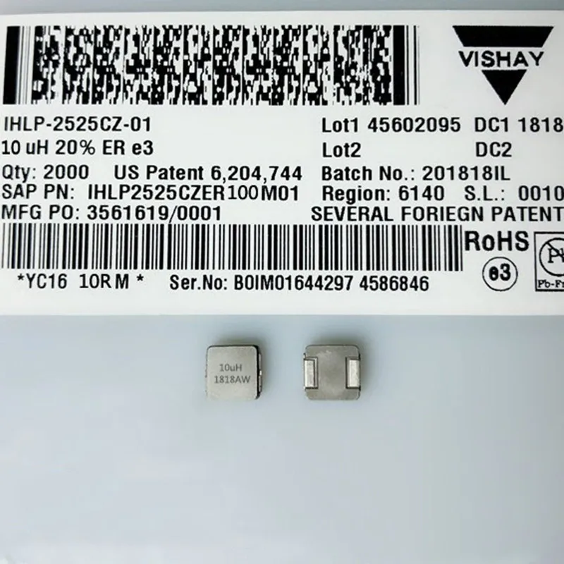 IHLP2525CZER100M11  Fixed Inductors 10uH 20%  7X7X3
