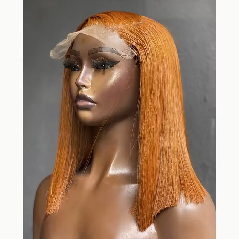 vietnamese raw hair bone double drawn straight short bob wig grey ginger natural human hair 13x4 lace front wigs wholesale