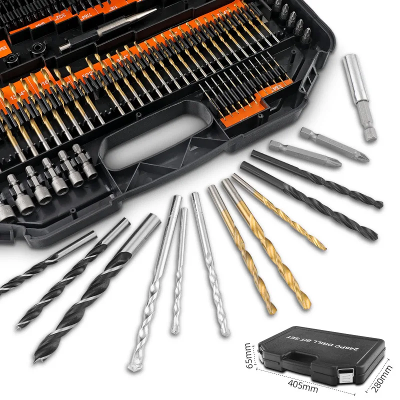 Multifunctional 246 pcs alloy steel twist bit woodworking metal electric combination kit set