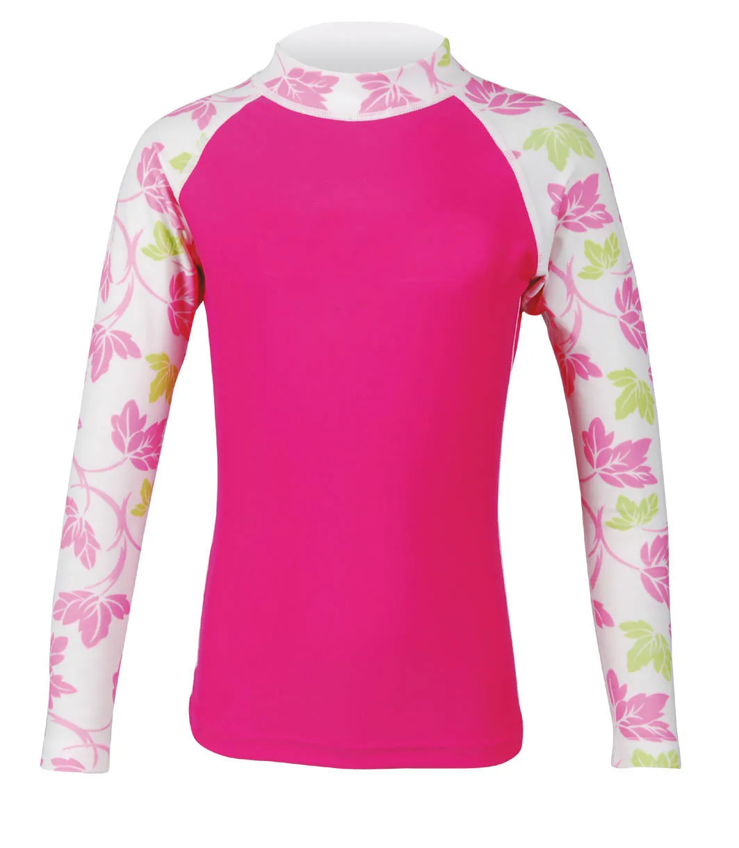 Kids Little Girls Long Sleeves UPF50+ Sun Protect Children Swimwear Swimsuits Top Shirt Lycra Rash Guards
