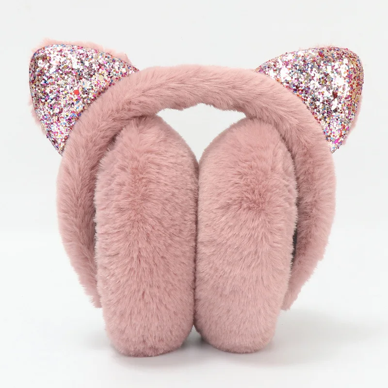 Wholesale Custom Tiktok Hot Sale Cute Cat Ear Muffs Winter Ear Warmers Solid Soft Plush Winter Fur Earmuff