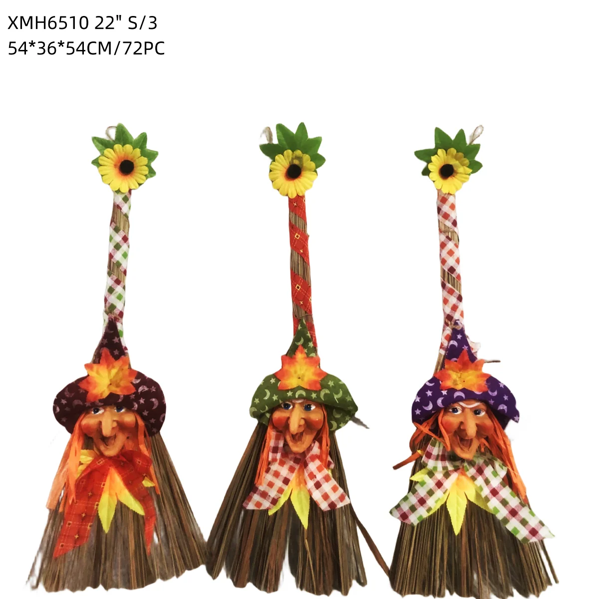 Halloween Costume Witch Broom Scarecrow Sorceress Broomstick Wizard Decor for Demon Masquerade Party or Christmas Celebration