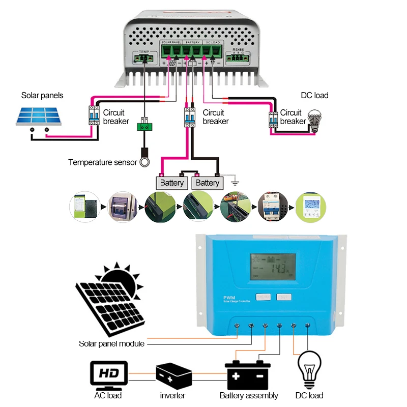 60A 50A 40A MPPT solar charge controller for 1kw 2kw 3kw 4kw 48v off grid hybrid inverter