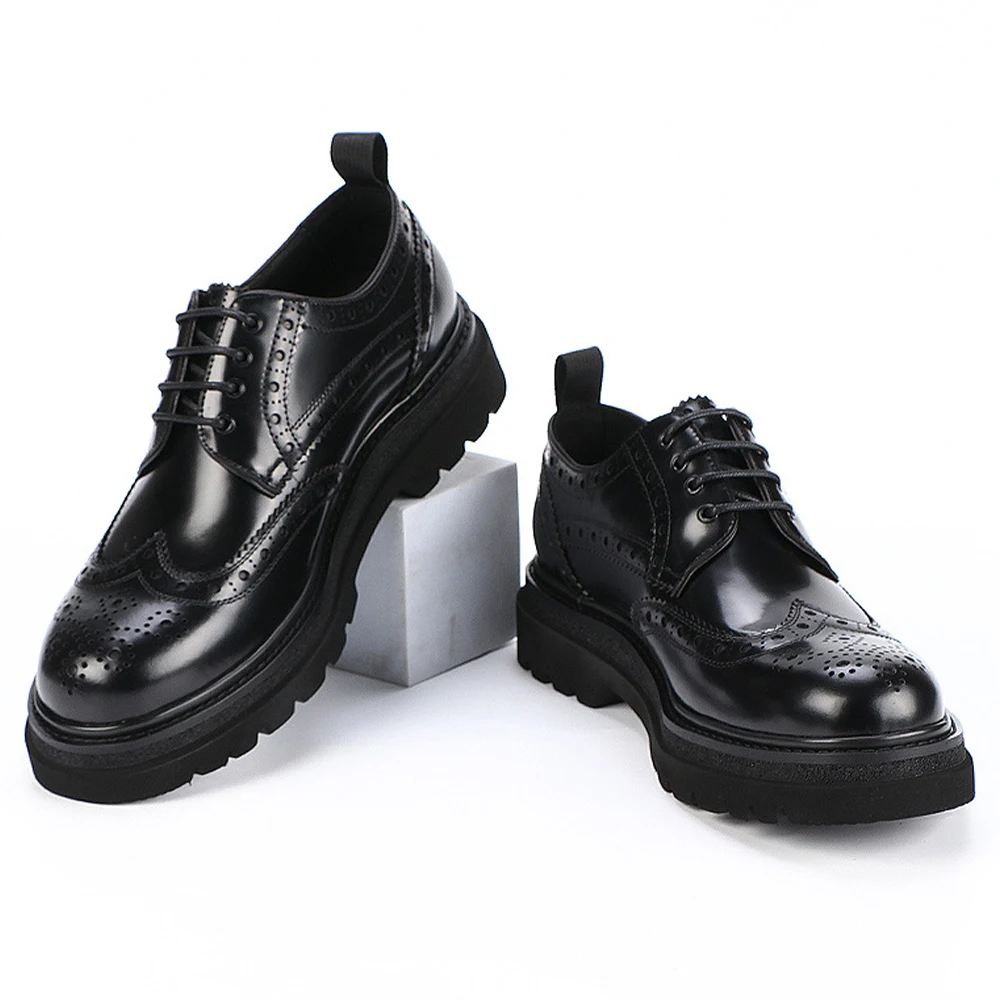 New Style Top Layer Cow Leather Lace-up Formal Shoes Breathable Mens Business Office Cowhide Black Derby Shoes