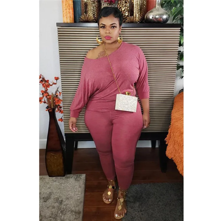 
LF-561 Plus Size Womens Clothing 2021 Long Sleeve Womens 2 Piece Outfits Clothing Summer Sexy Pants Plus Size Two Piece Set 