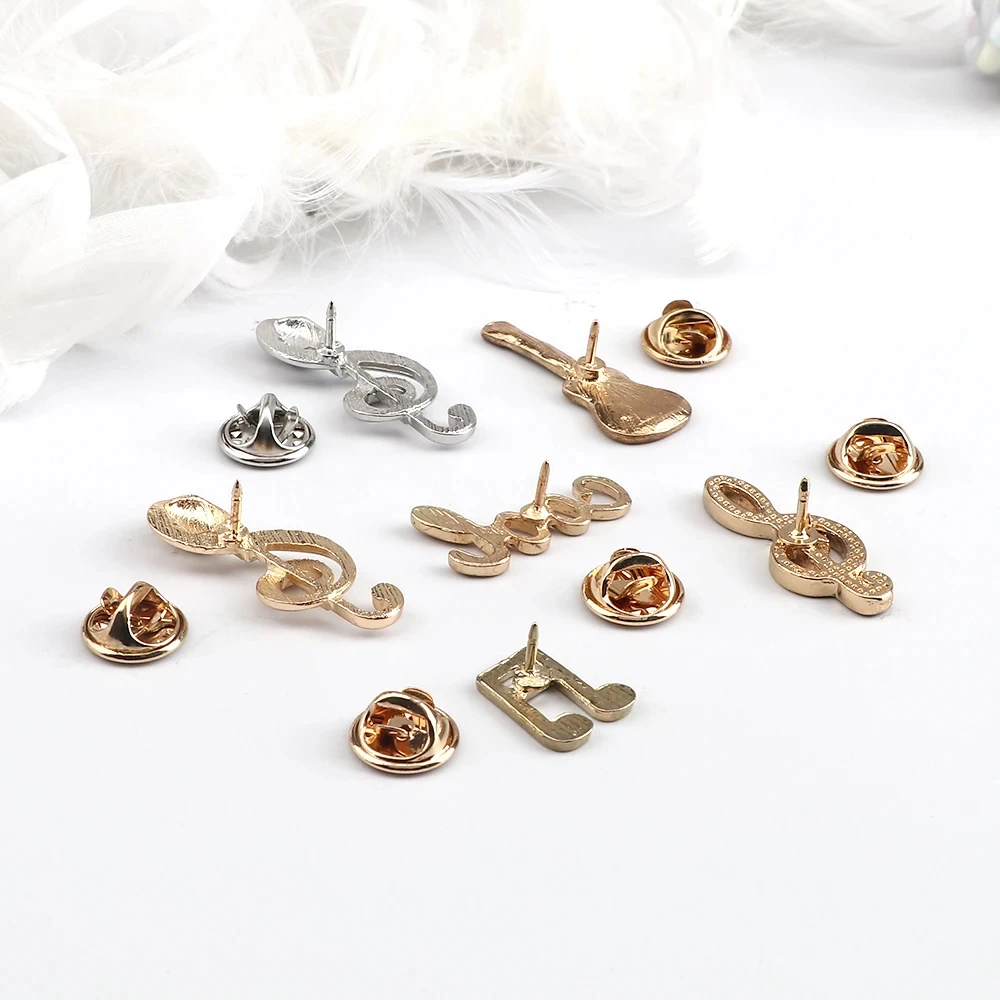 Fashion Guitar Microphone Metal Badges Piano Notes Lapel Pins Musician Brooches Music Note Enamel Pin