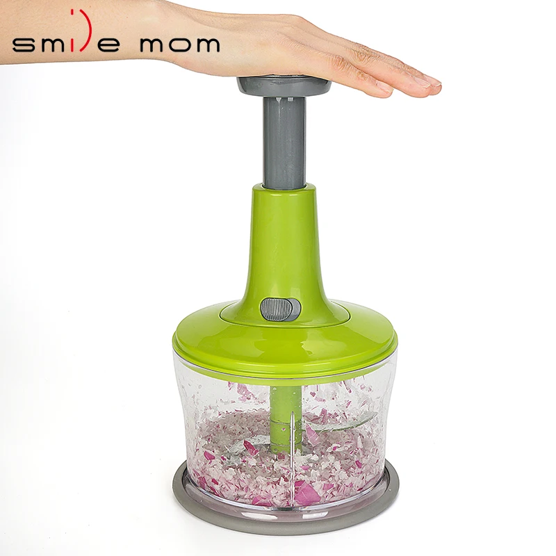 Kitchen Food Processor Manual Push Hand Press Vegetable Chopper Plastic Blade Meat Grinder Eco-friendly Onion Cutter